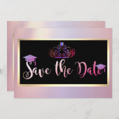 Eleganter Glitzer, Tiara Abschluss Save the Date (Vorne/Hinten)
