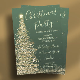 Eleganter Glitzer Tree Green Christmas Party Einladung