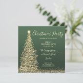 Eleganter Glitzer Tree Green Christmas Party Einladung (Stehend Vorderseite)