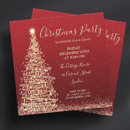 Eleganter Glitzer Tree Rotes Weihnachtsfest Party Einladung