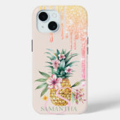 Eleganter Glitzer Tropfen Ananas Case-Mate iPhone Hülle (Rückseite)