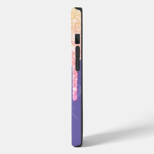 Eleganter Glitzer Tropfen Farbenfrohe Ananas Lila Case-Mate iPhone Hülle (Rückseite / Links)