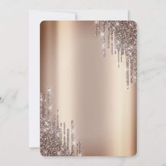 Eleganter Glitzer Tropfen, Grad Cap Diploma Abschl Einladung (Rückseite)