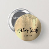 Eleganter Glitzer Tropfen Mutter der Braut Button (Vorne & Hinten)