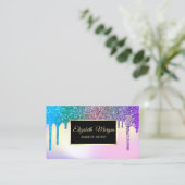 Eleganter Glitzer Tropfen Ombre Holographic Frame Visitenkarte (Stehend Vorderseite)