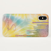 Eleganter Glitzer Tropfen, Rainbow Gefärbte Krawat Case-Mate iPhone Hülle (Rückseite (Horizontal))