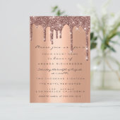 Eleganter Glitzer Tropfen Rose Gold Bridal Sweet 1 Einladung (Stehend Vorderseite)