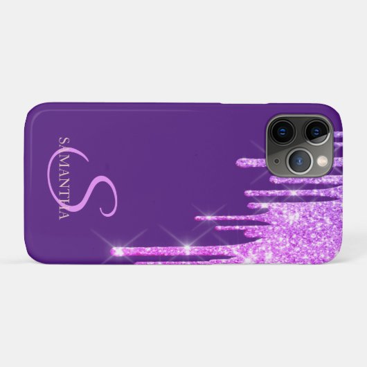 Eleganter Glitzer Tropfens Violet Case-Mate iPhone Hülle (Rückseite (Horizontal))