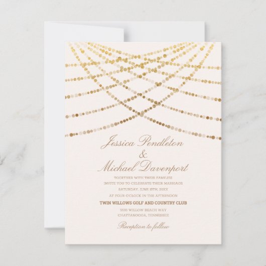 Eleganter Glitzer Twinkle Lights Cream White Weddi Einladung (Vorderseite)