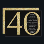 Eleganter Glitzer Typografie 40. Geburtstag Einladung<br><div class="desc">Feiern Sie stilvoll mit diesen trendigen und eleganten Golden Glitzer 40. Geburtstag Einladungen. Das Design ist einfach zu personalisieren und Ihre Gäste werden begeistert sein,  wenn sie diese stilvollen Einladungen erhalten.</div>