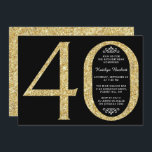 Eleganter Glitzer Typografie 40. Geburtstag Einladung<br><div class="desc">Feiern Sie stilvoll mit diesen trendigen und eleganten Golden Glitzer 40. Geburtstag Einladungen. Das Design ist einfach zu personalisieren und Ihre Gäste werden begeistert sein,  wenn sie diese stilvollen Einladungen erhalten.</div>