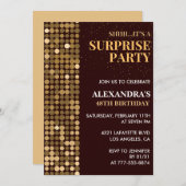 Eleganter Glitzer Überraschung Party Gold 48. Gebu Einladung (Vorne/Hinten)