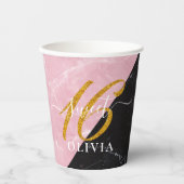 Eleganter Glitzer und Marmor Sweet 16 Paper Cups Pappbecher (Vorderseite)