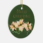 Eleganter Glitzer und Poinsettia Keramik Keramik Ornament (Rechts)