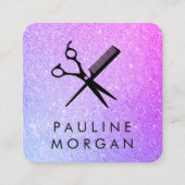 Eleganter Glitzer von Shear und Comb Quadratische Visitenkarte (Vorderseite)