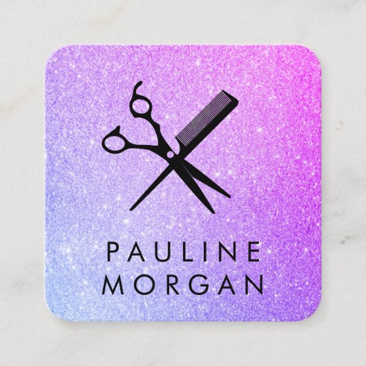 Eleganter Glitzer von Shear und Comb Quadratische Visitenkarte (Vorderseite)