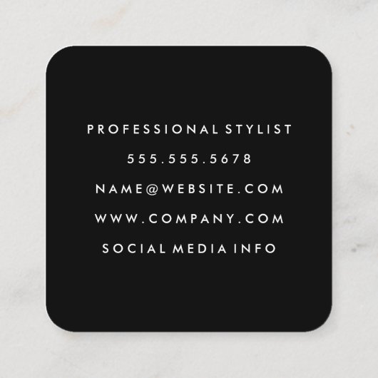 Eleganter Glitzer von Shear und Comb Quadratische Visitenkarte (Rückseite)