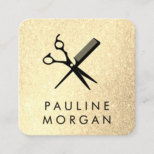 Eleganter Glitzer von Shear und Comb Quadratische Visitenkarte (Vorderseite)