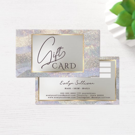 Eleganter Glitzer Wasserfarbenwellen Geschenkkarte (Schreibtisch)