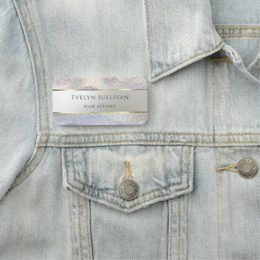 Eleganter Glitzer Wasserfarbenwellen-Namensschild Namensschild (Beispiel)