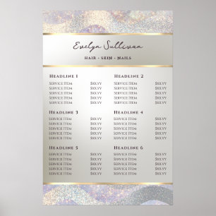 Eleganter Glitzer Wasserfarbenwellen Preisliste Po Poster