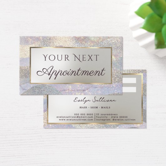 Eleganter Glitzer Wasserfarbenwellen-Terminkarte (Schreibtisch)