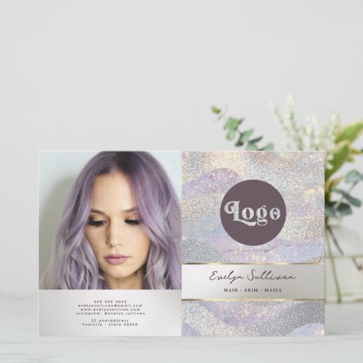 Eleganter Glitzer Wasserfarbwellen zweifache Brosc (Stehend Vorderseite)