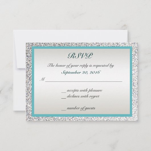 Eleganter Glitzer Wedding RSVP (Vorderseite)