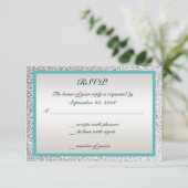 Eleganter Glitzer Wedding RSVP (Stehend Vorderseite)