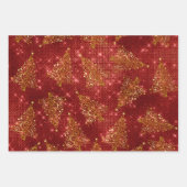 Eleganter Glitzer Weihnachtsbaummuster Geschenkpapier Set (Vorderseite 2)