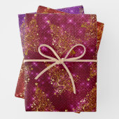 Eleganter Glitzer Weihnachtsbaummuster Geschenkpapier Set (Beispiel)
