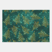 Eleganter Glitzer Weihnachtsbaummuster Geschenkpapier Set (Vorderseite 2)
