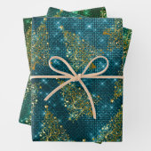 Eleganter Glitzer Weihnachtsbaummuster Geschenkpapier Set (Beispiel)