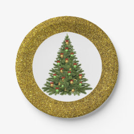 Eleganter Glitzer Weihnachtsbaumplatten Pappteller