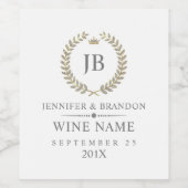 Eleganter Glitzer Weißer Imitat Laurel Wreath auf  Weinetikett (Einzelnes Label)