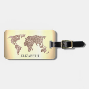 Eleganter Glitzer Weltkarte Gepäckanhänger