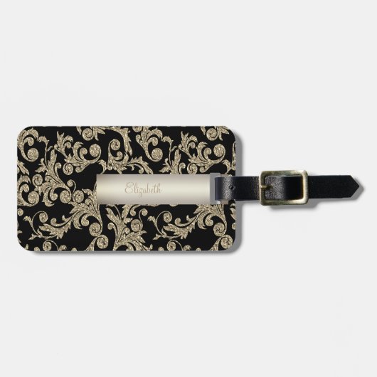 Eleganter Glitzer Wirbel - Personalisiert Gepäckanhänger (Vorderseite horizontal)