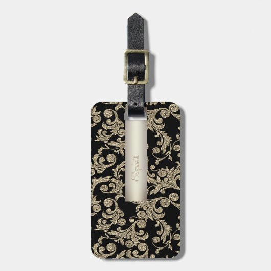 Eleganter Glitzer Wirbel - Personalisiert Gepäckanhänger (Vorderseite vertikal)