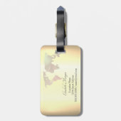 Eleganter Glitzer World Map Travel Monogram Gepäckanhänger (Rückseite vertikal)