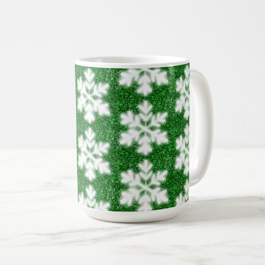 Eleganter glitzernder Glitzer, grüne frostige Schn Kaffeetasse (VorderseiteRechts)