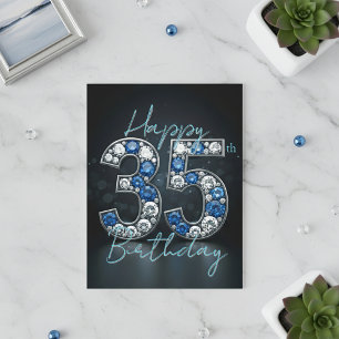 Eleganter Glitzernder Saphir Diamant 35. Geburtsta Postkarte