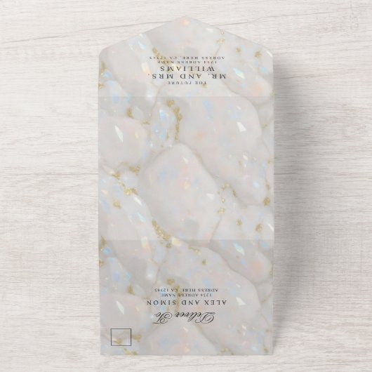 Eleganter Glossy Opal Stone Einzigartig All In One Einladung (Außenbereich)