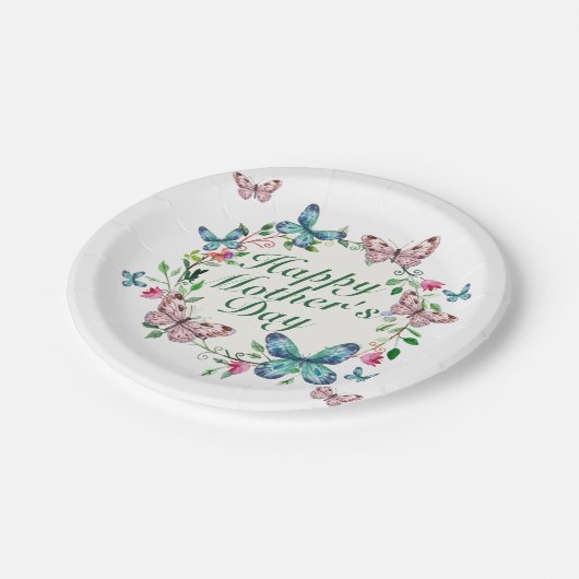 Eleganter glücklicher BlumenPappteller der Mutter Pappteller (Schrägansicht)