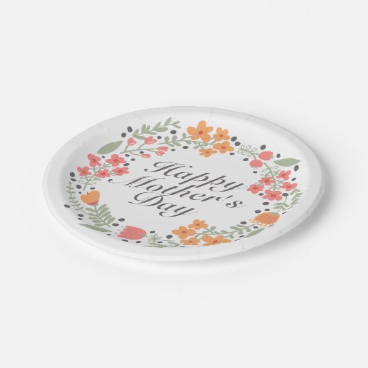 Eleganter glücklicher BlumenPappteller der Mutter Pappteller (Schrägansicht)