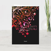 Eleganter glücklicher Diwali Stars Schwarzer Rosa Karte (Rückseite)