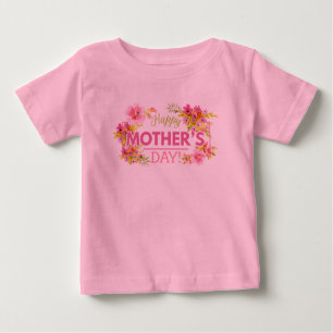 Eleganter glücklicher mit Blumenbodysuit der Baby T-shirt