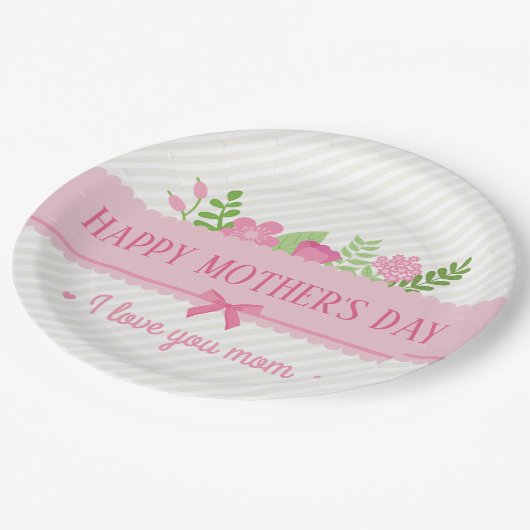 Eleganter glücklicher mit BlumenPappteller der Pappteller (Schrägansicht)