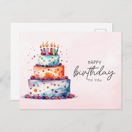 Eleganter Glückwunsch zum Geburtstag Postkarte (Vorne/Hinten)