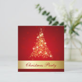 Eleganter glühender fröhlicher Weihnachtsbaum Einladung (Stehend Vorderseite)