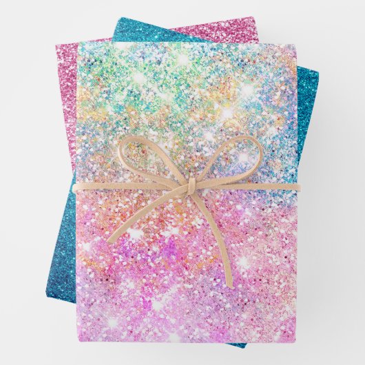 Eleganter gmädchenhafter eineisiger Regenbogen Geschenkpapier Set (Beispiel)